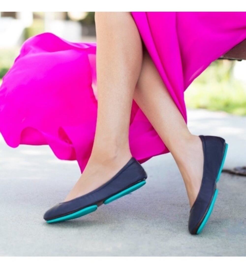 Tieks Flats Women Navy Blue Teal Size 9 Leather